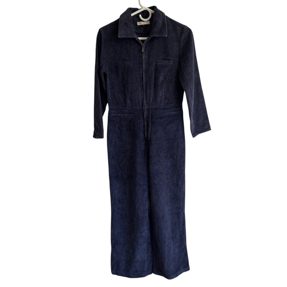 Usisi Sister Blue Corduroy Front Zip Jumpsuit, Size S